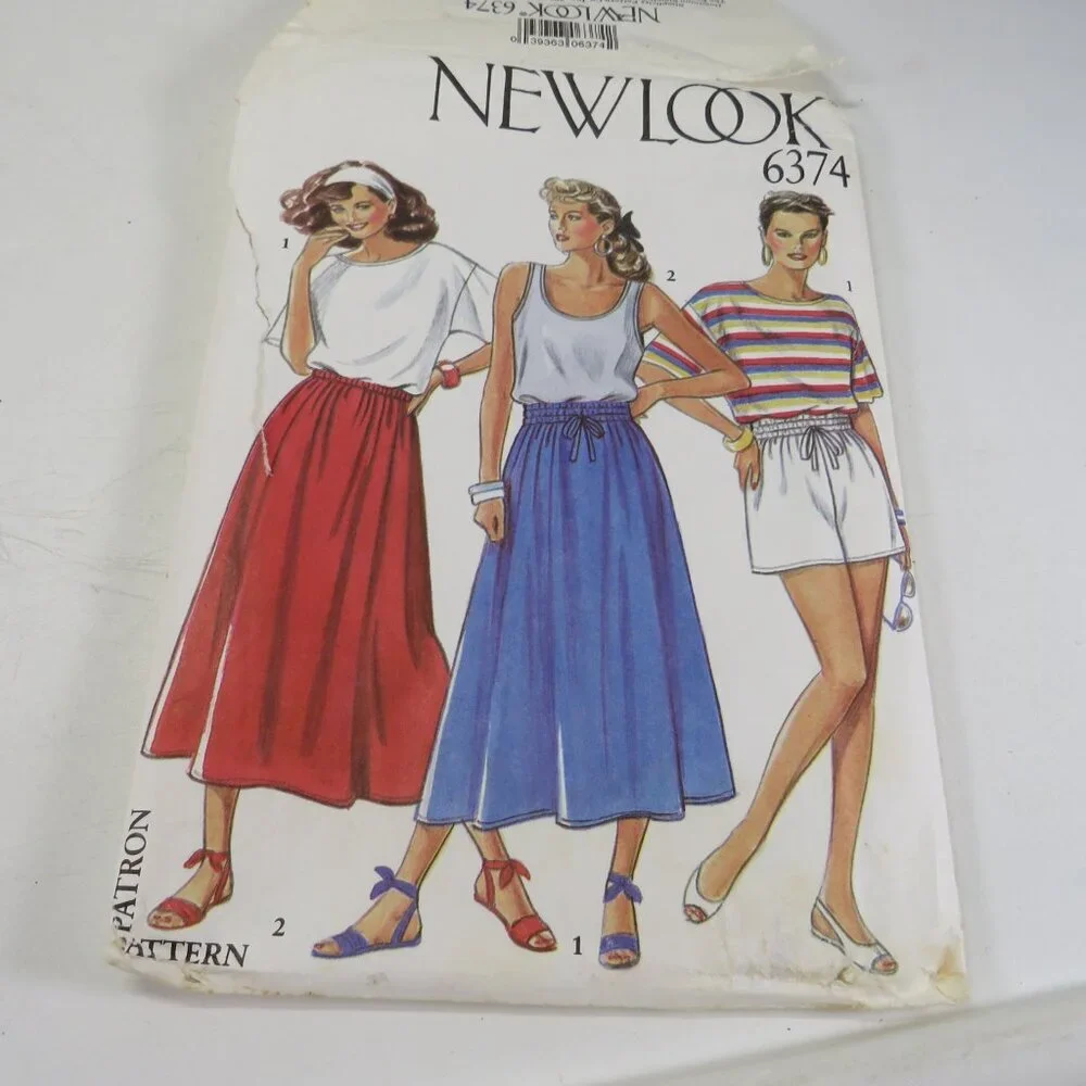 New Look 6374 sewing pattern Shirt, Sleeveless Shirt, Skirt, Shorts 8-18